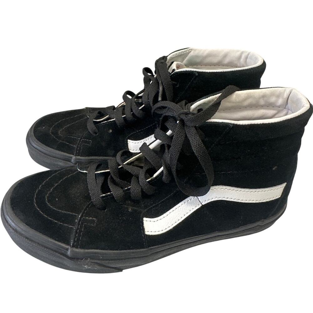 Vans Sk8-Hi Black Suede High Top Sneakers Women 7.5 Youth 6 Unisex Skate